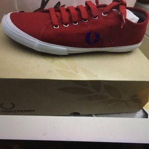 Fred Perry Red Vintage Tennis Canvas Sneakers